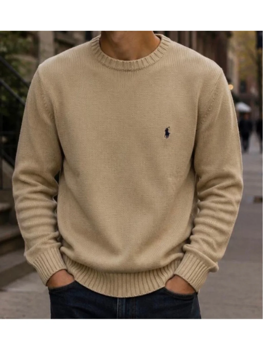 Men's Polo Ralph Lauren Crewneck Sweater Size L Beige